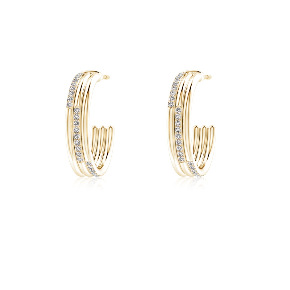 0.9mm IJI1I2 Diamond Triple Layer Hoop Earrings in Yellow Gold 