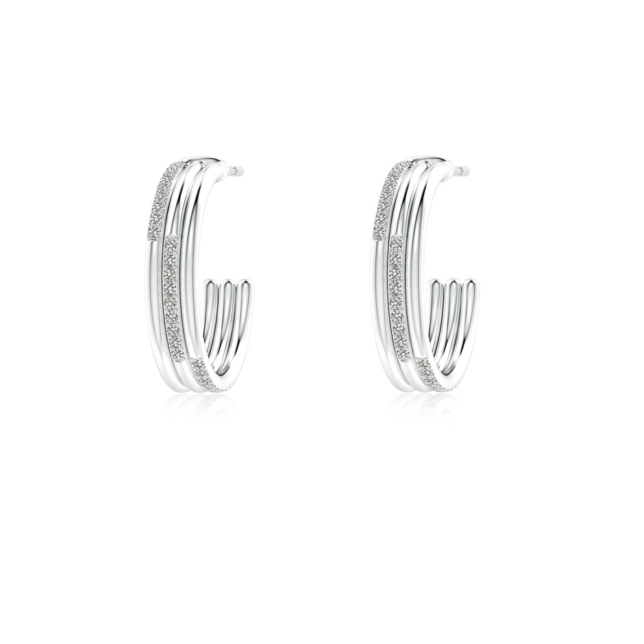 0.9mm KI3 Diamond Triple Layer Hoop Earrings in White Gold 
