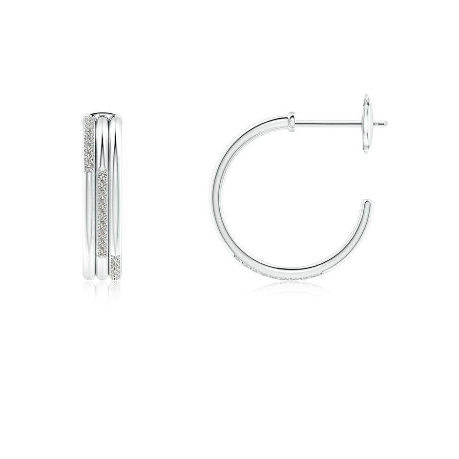 0.9mm KI3 Diamond Triple Layer Hoop Earrings in White Gold side 199