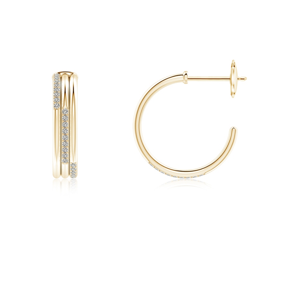 0.9mm KI3 Diamond Triple Layer Hoop Earrings in Yellow Gold side 199