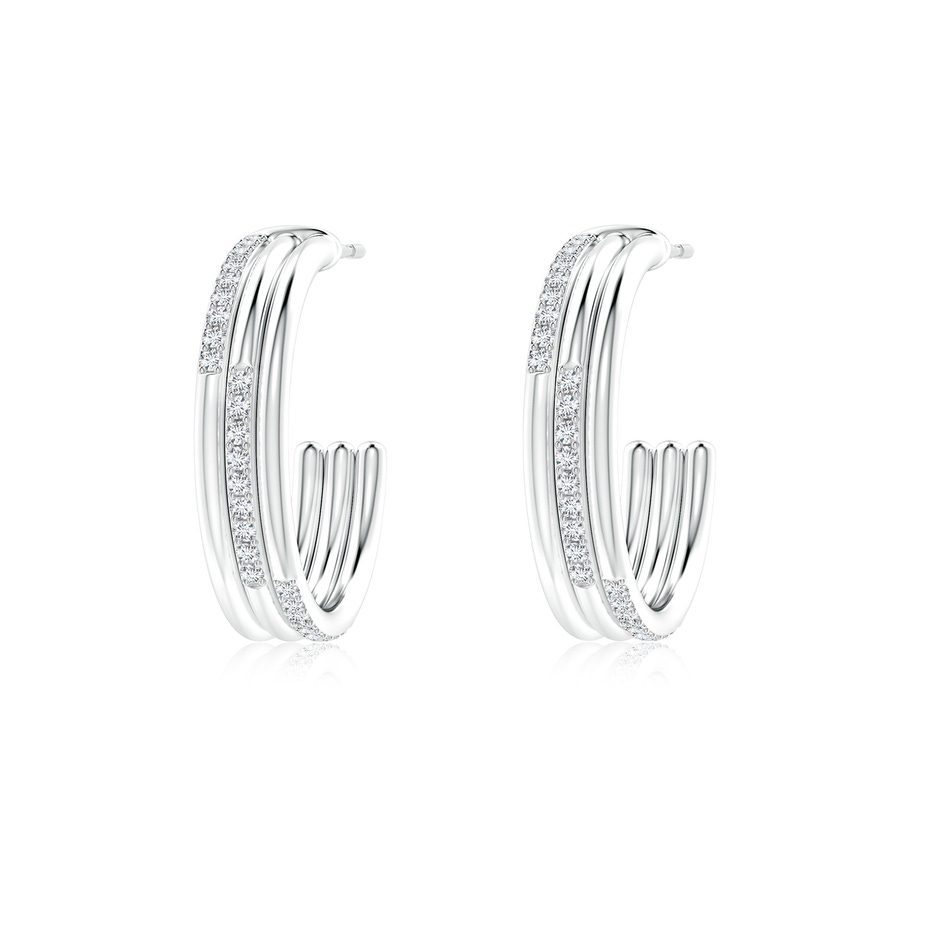 1.1mm GVS2 Diamond Triple Layer Hoop Earrings in White Gold 