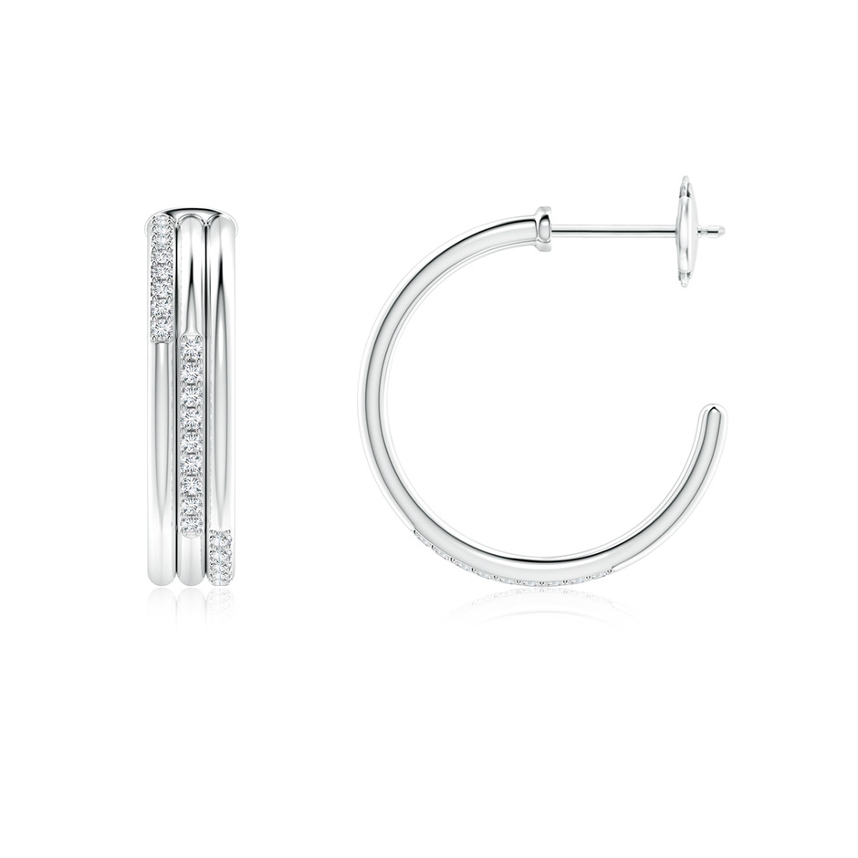 1.1mm GVS2 Diamond Triple Layer Hoop Earrings in White Gold side 199