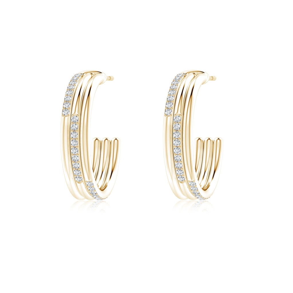 1.1mm GVS2 Diamond Triple Layer Hoop Earrings in Yellow Gold