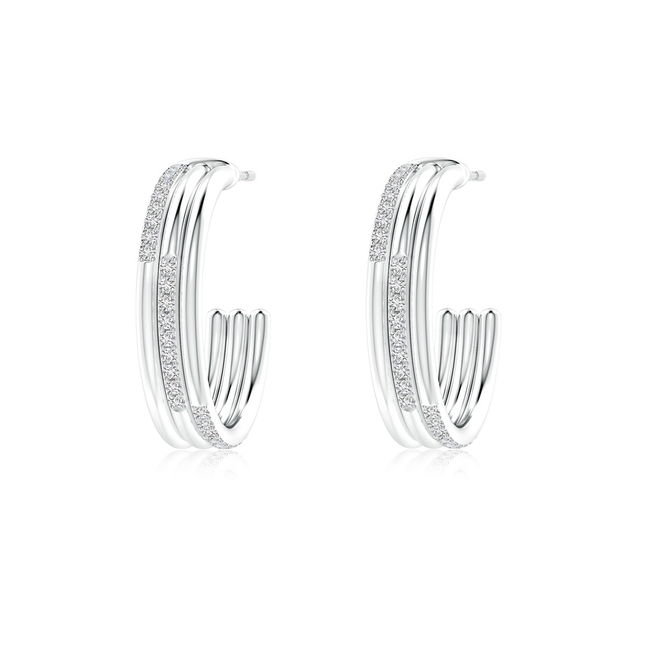 1.1mm HSI2 Diamond Triple Layer Hoop Earrings in White Gold 