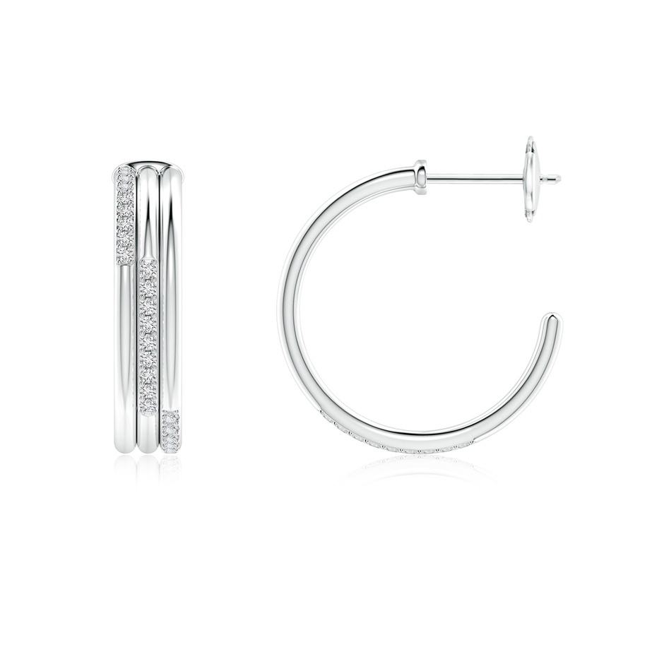 1.1mm HSI2 Diamond Triple Layer Hoop Earrings in White Gold side 199