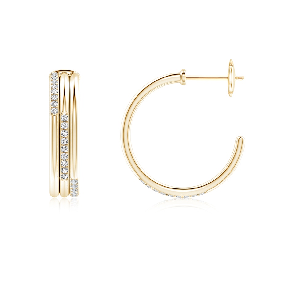 1.1mm HSI2 Diamond Triple Layer Hoop Earrings in Yellow Gold side 199