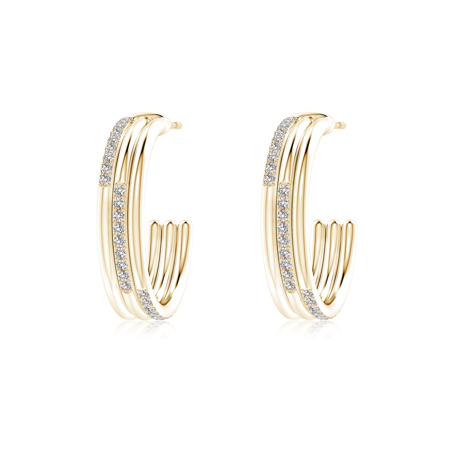 1.1mm IJI1I2 Diamond Triple Layer Hoop Earrings in Yellow Gold 