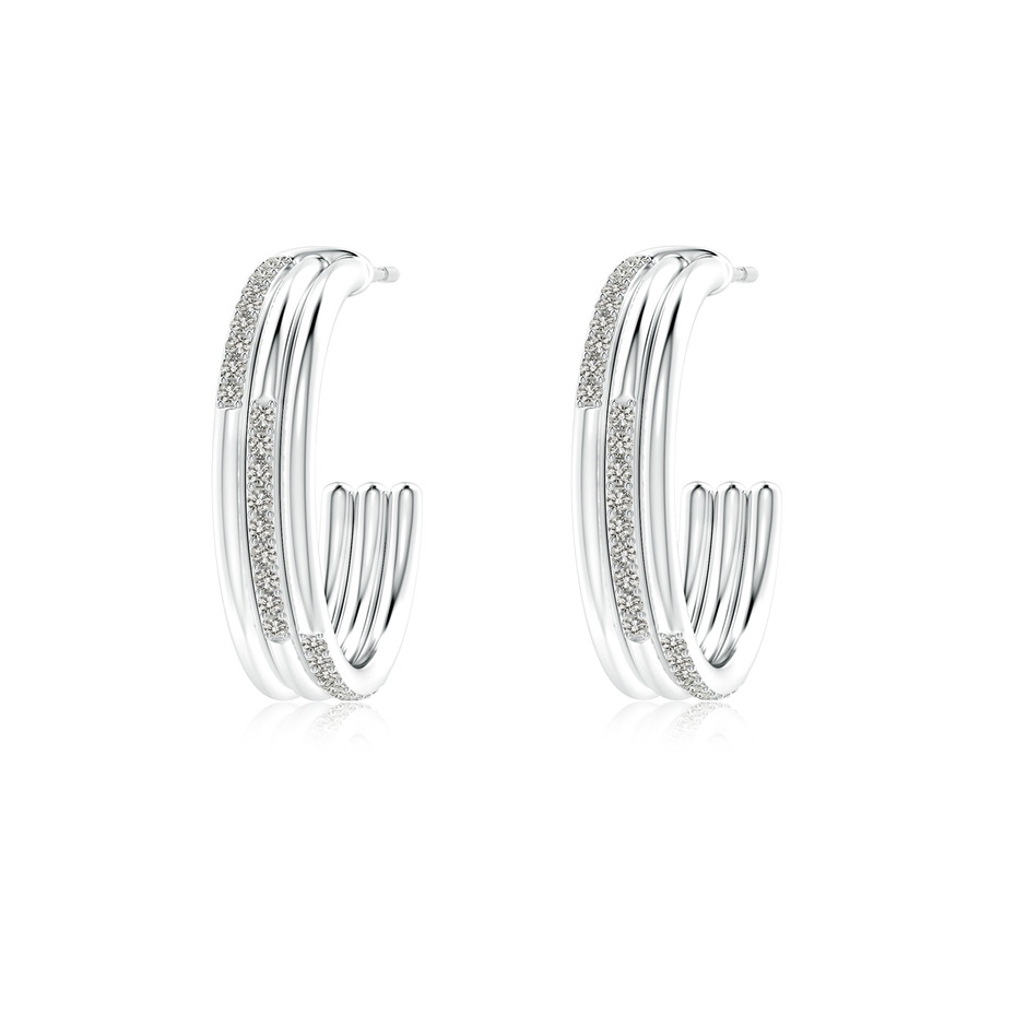1.1mm KI3 Diamond Triple Layer Hoop Earrings in White Gold 