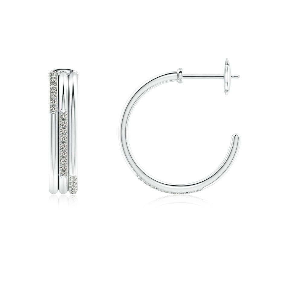 1.1mm KI3 Diamond Triple Layer Hoop Earrings in White Gold side 199