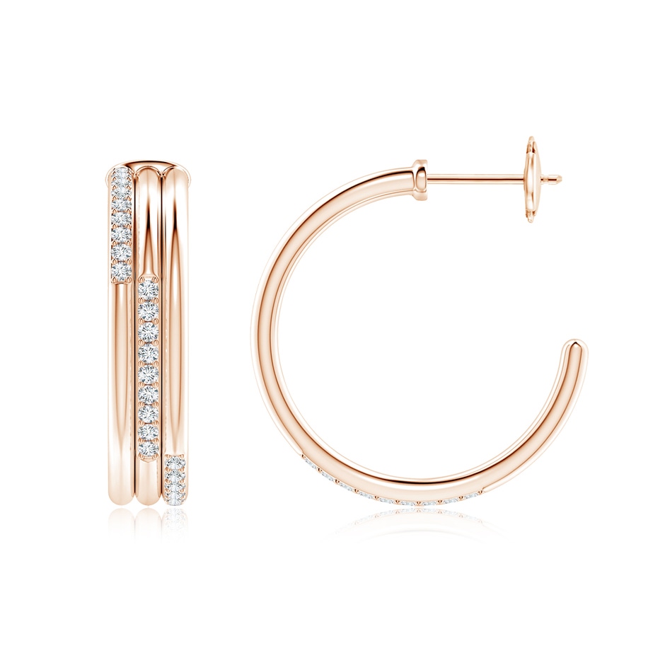 1.35mm GVS2 Diamond Triple Layer Hoop Earrings in Rose Gold side 199