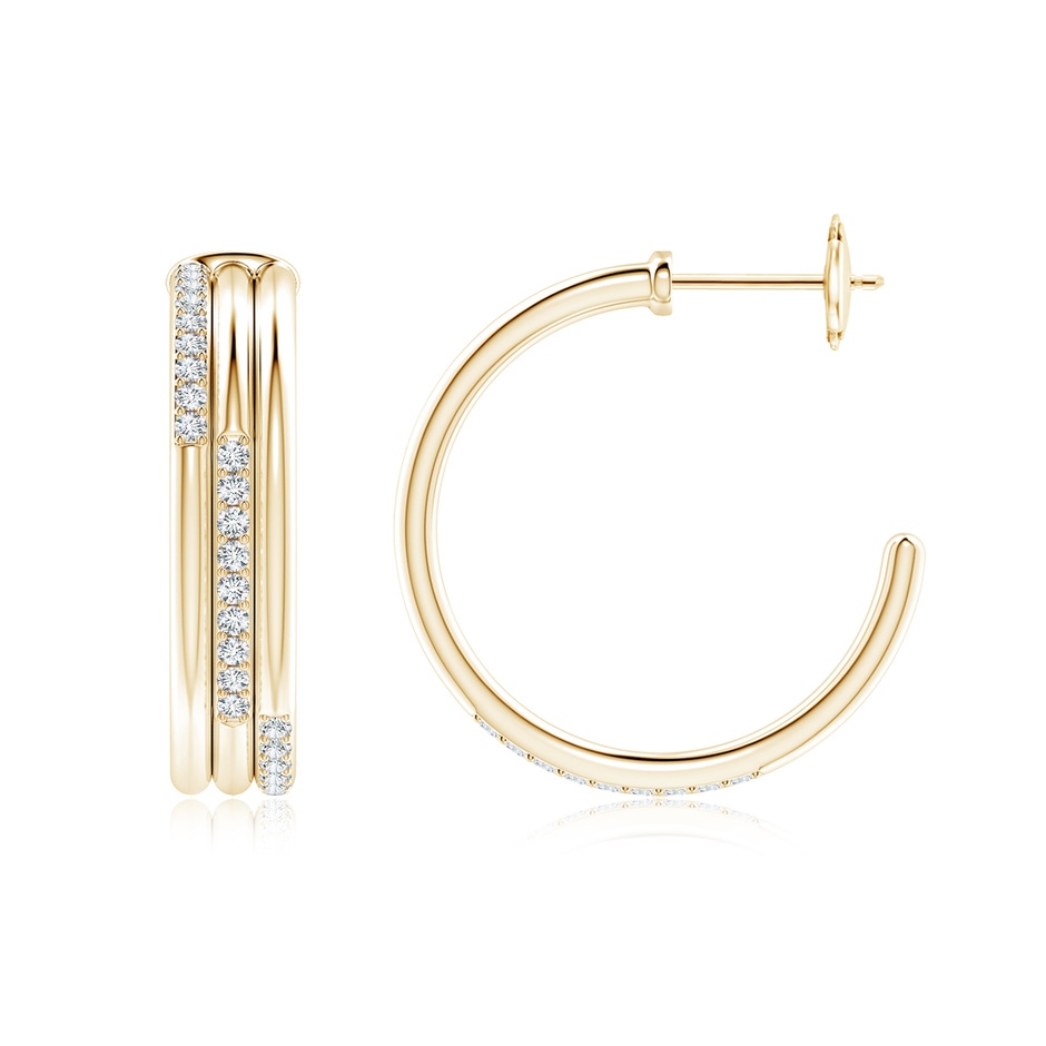 1.35mm GVS2 Diamond Triple Layer Hoop Earrings in Yellow Gold side 199