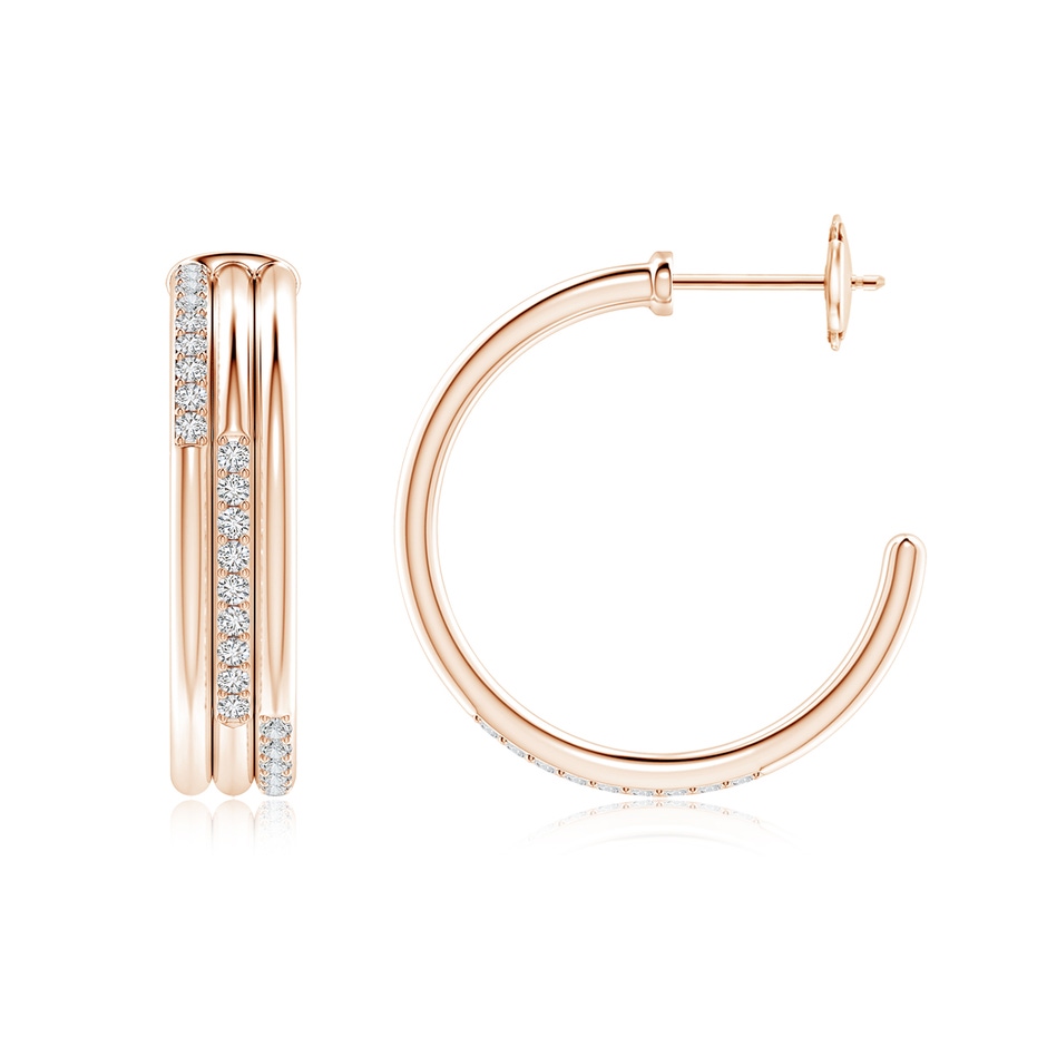 1.35mm HSI2 Diamond Triple Layer Hoop Earrings in Rose Gold side 199