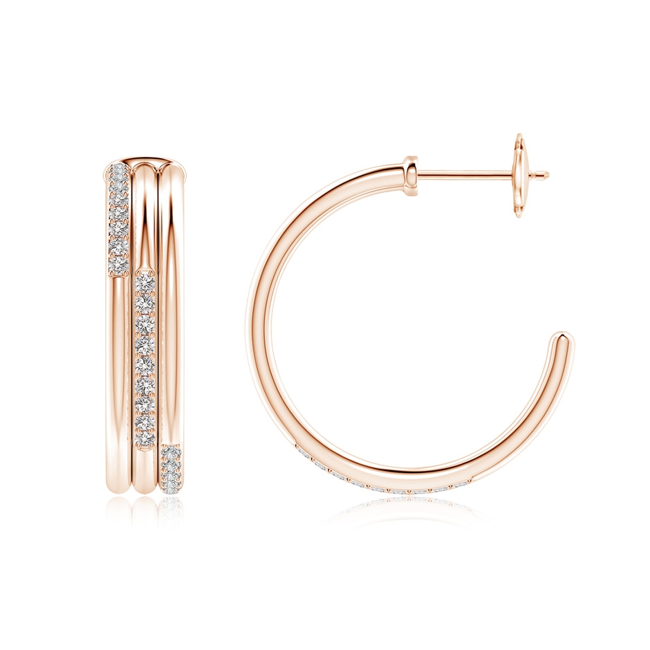 1.35mm IJI1I2 Diamond Triple Layer Hoop Earrings in Rose Gold side 199
