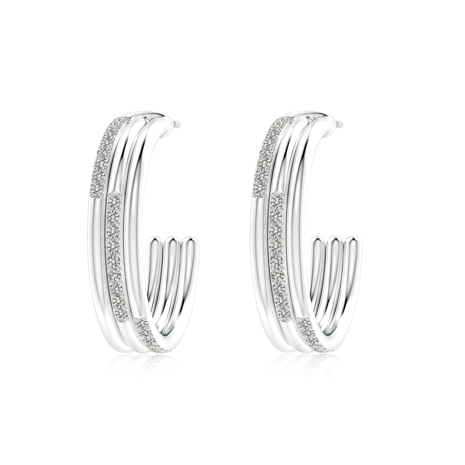 1.35mm KI3 Diamond Triple Layer Hoop Earrings in White Gold 