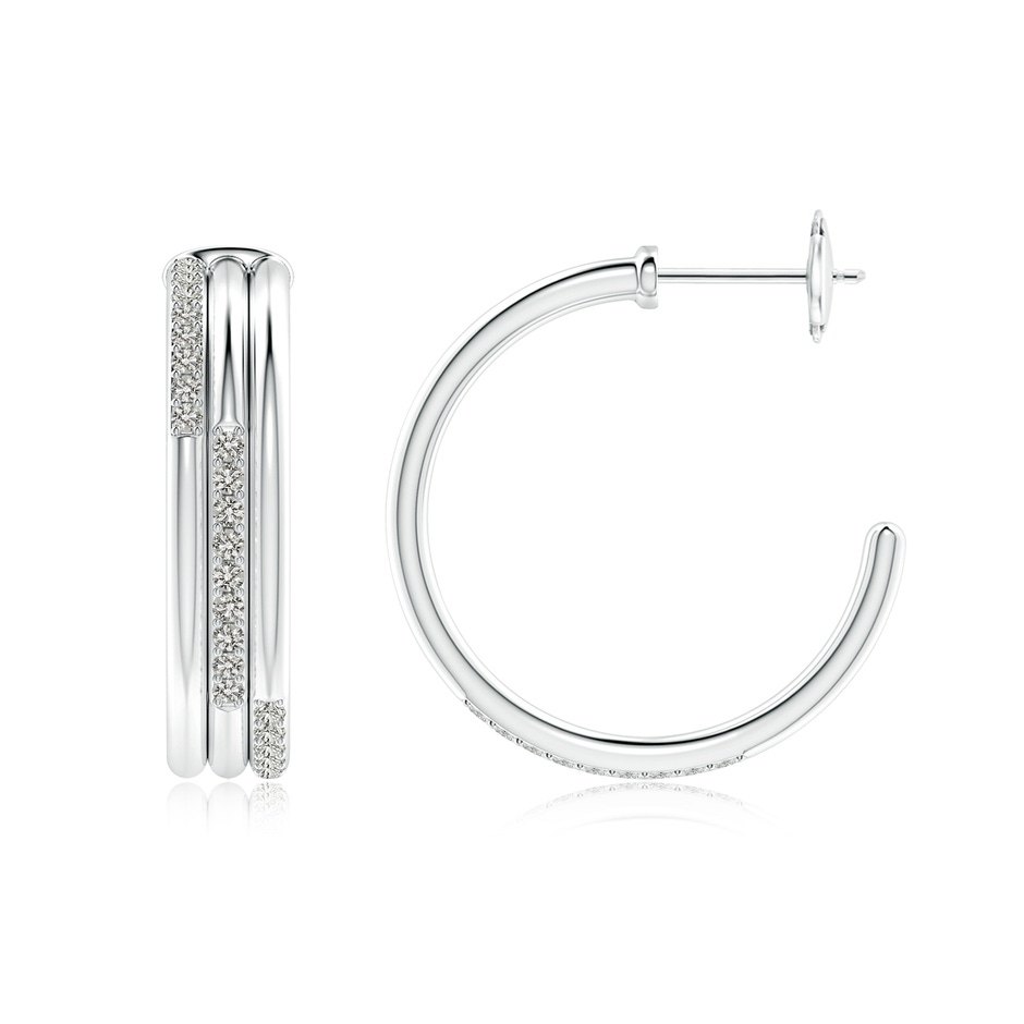 1.35mm KI3 Diamond Triple Layer Hoop Earrings in White Gold side 199