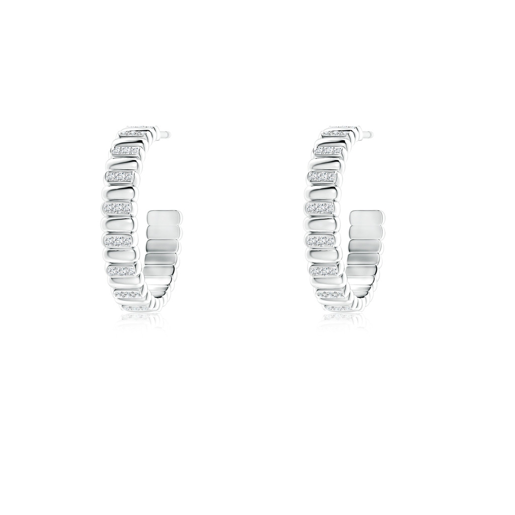 1.1mm GVS2 Alternating Diamond Ribbed Hoop Earrings in S999 Silver