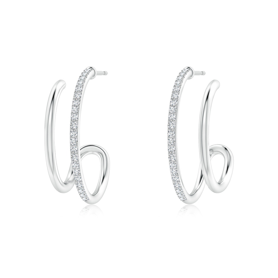 1.2mm GVS2 Diamond Twin Layer Hoop Earrings in White Gold 