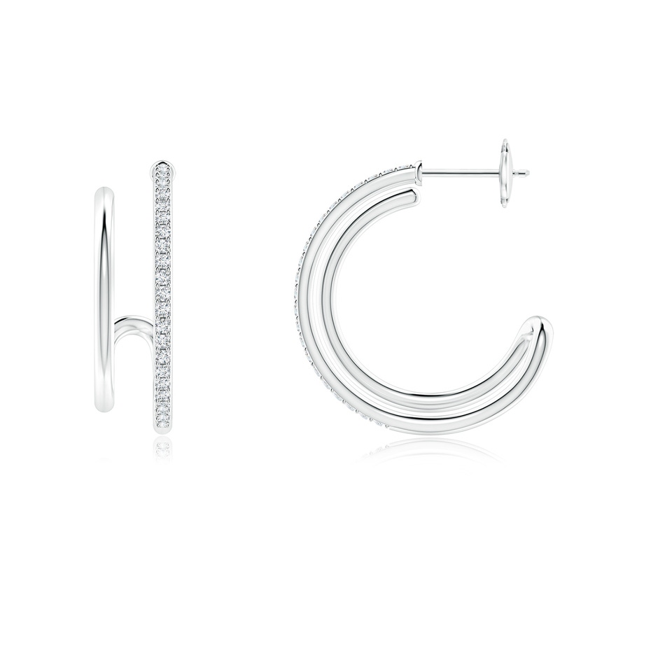 1.2mm GVS2 Diamond Twin Layer Hoop Earrings in White Gold side 199