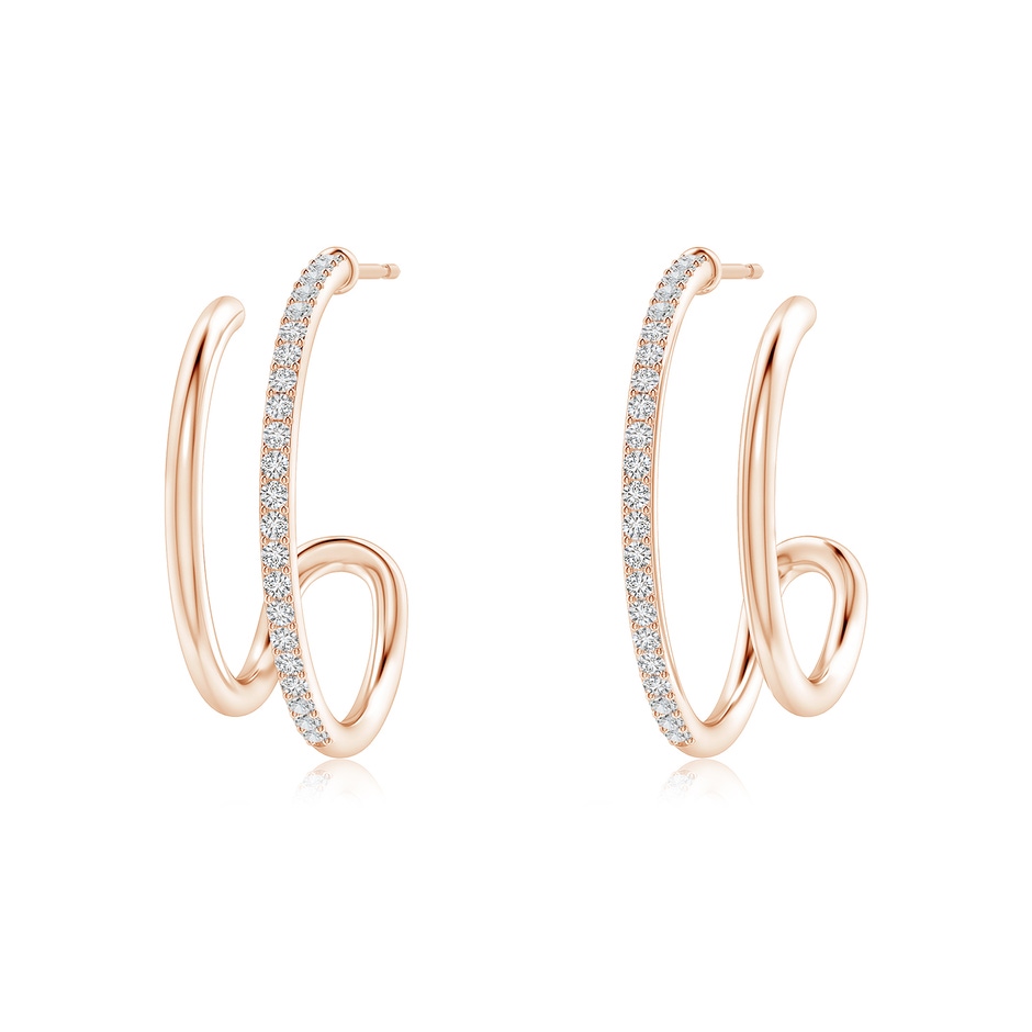 1.2mm HSI2 Diamond Twin Layer Hoop Earrings in Rose Gold 