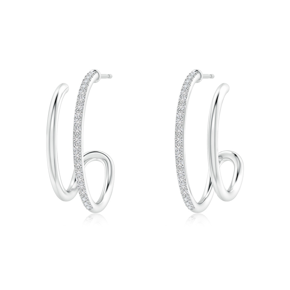 1.2mm HSI2 Diamond Twin Layer Hoop Earrings in White Gold 