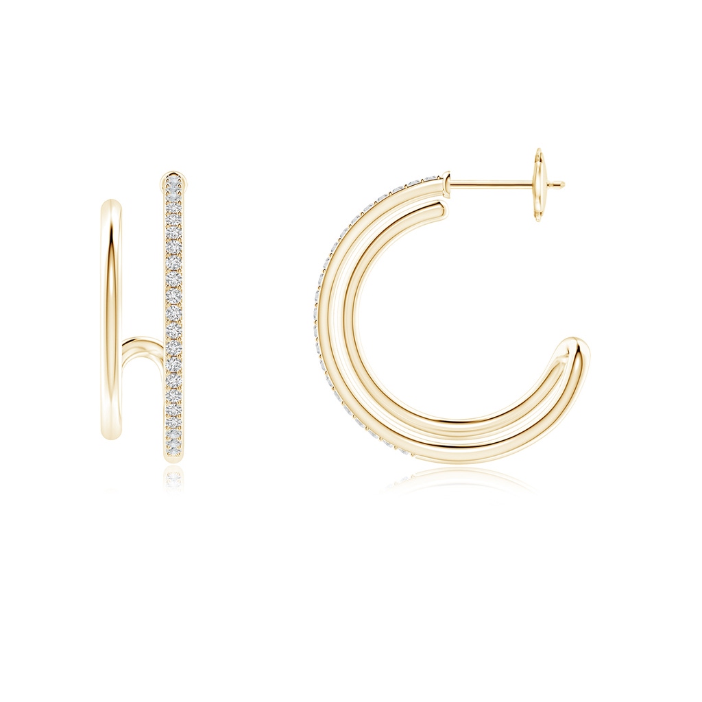 1.2mm HSI2 Diamond Twin Layer Hoop Earrings in Yellow Gold - side 199