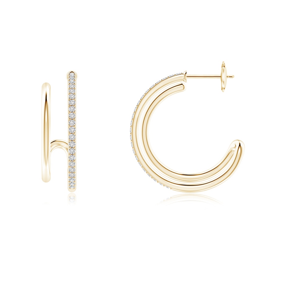 1.2mm HSI2 Diamond Twin Layer Hoop Earrings in Yellow Gold side 199