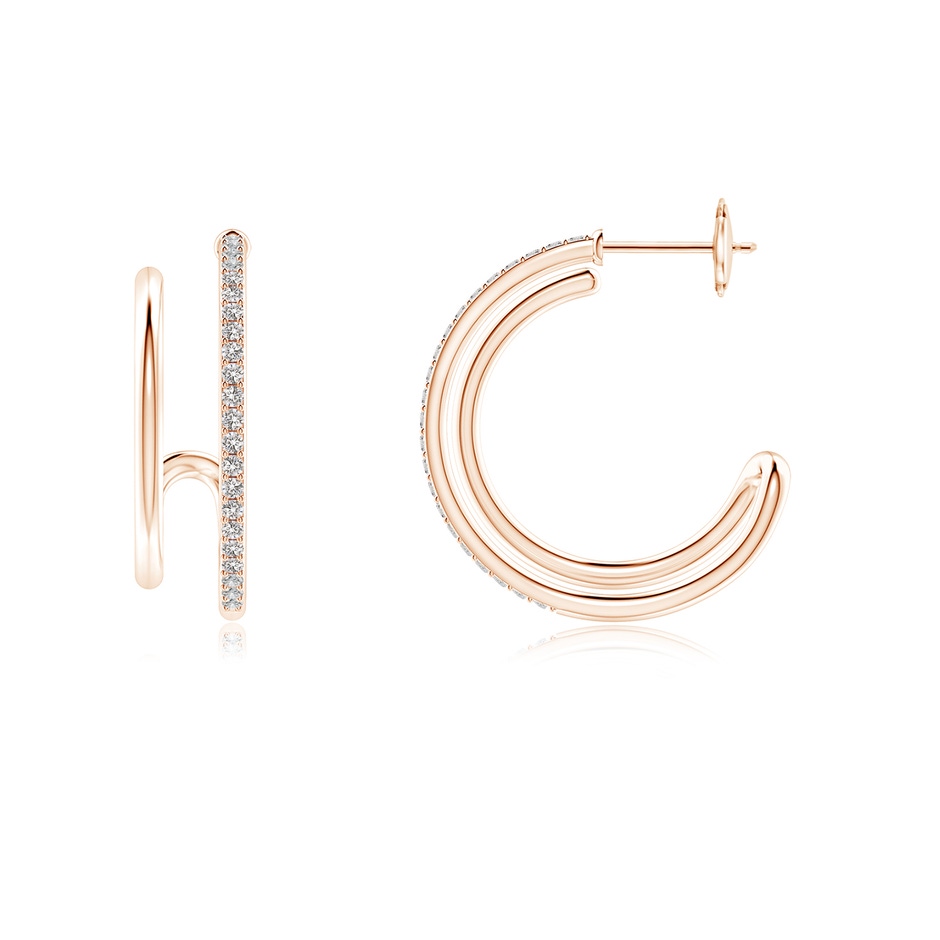 1.2mm IJI1I2 Diamond Twin Layer Hoop Earrings in Rose Gold side 199