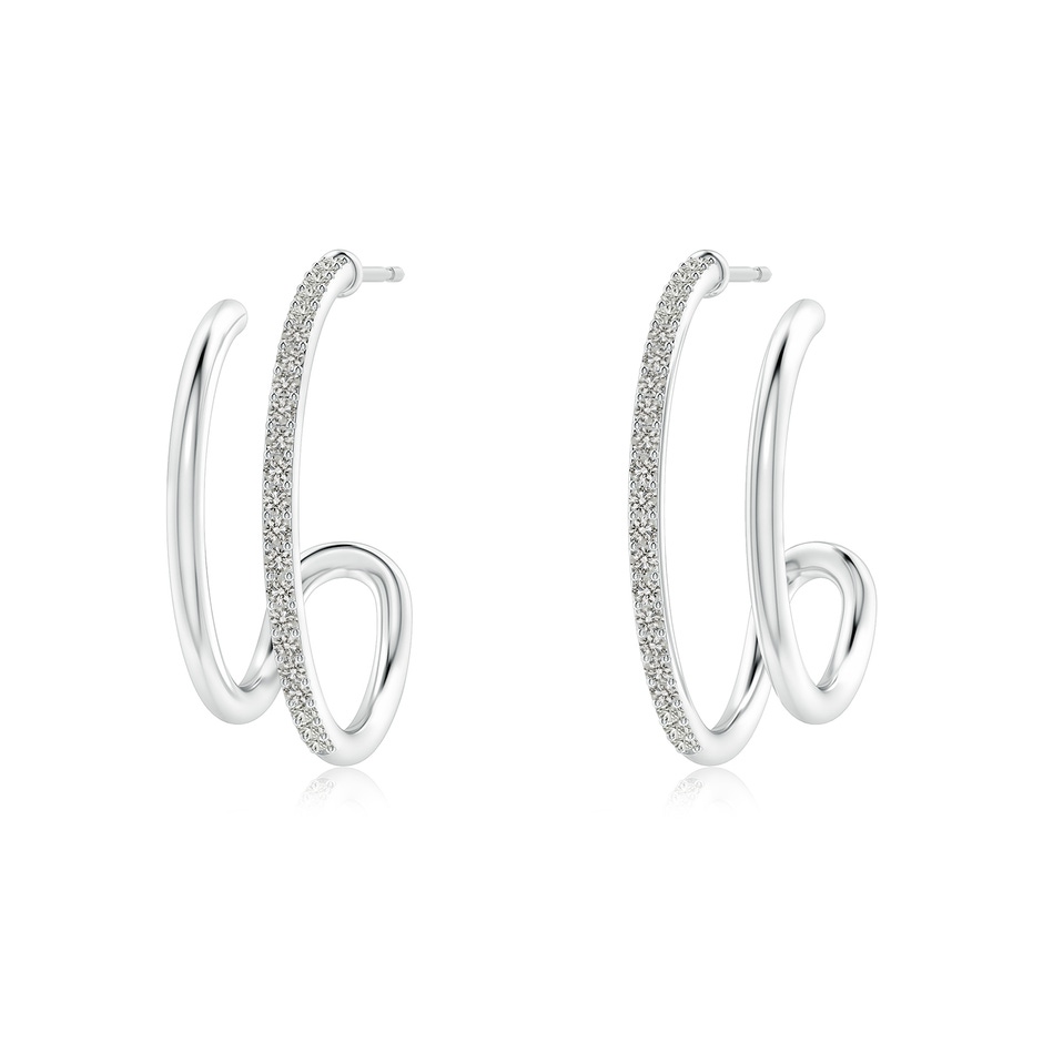 1.2mm KI3 Diamond Twin Layer Hoop Earrings in White Gold 