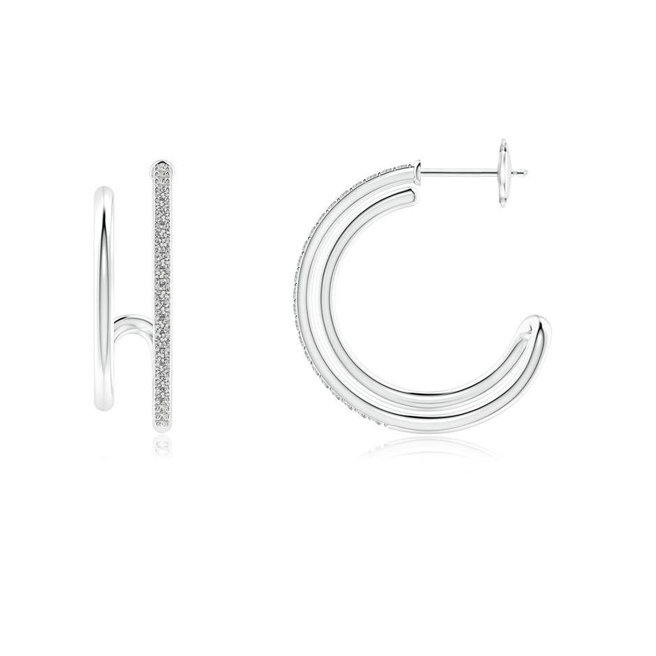 1.2mm KI3 Diamond Twin Layer Hoop Earrings in White Gold side 199