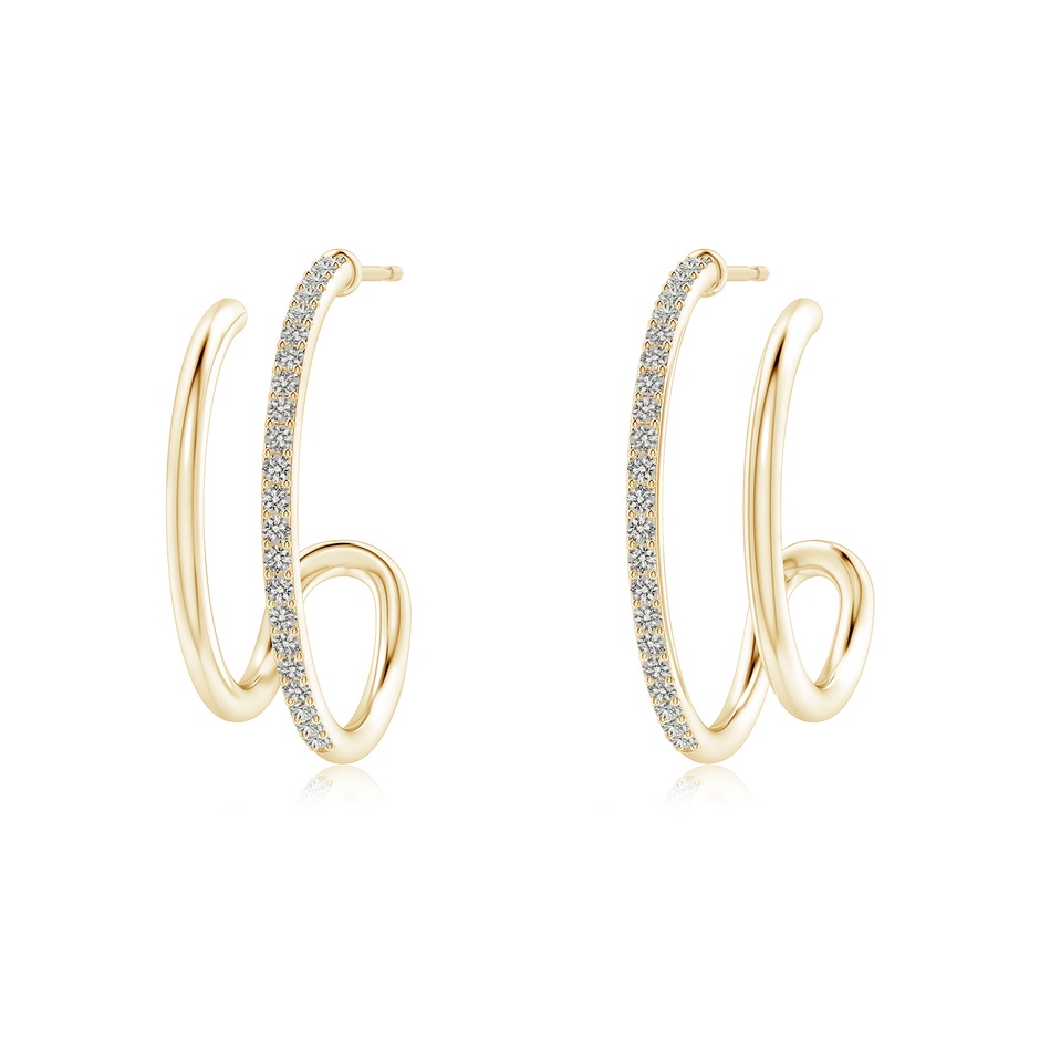 1.2mm KI3 Diamond Twin Layer Hoop Earrings in Yellow Gold 