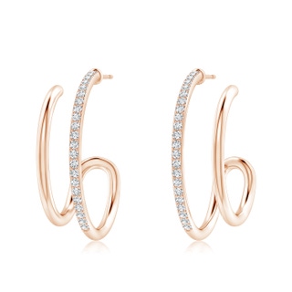 1.35mm GVS2 Diamond Twin Layer Hoop Earrings in Rose Gold
