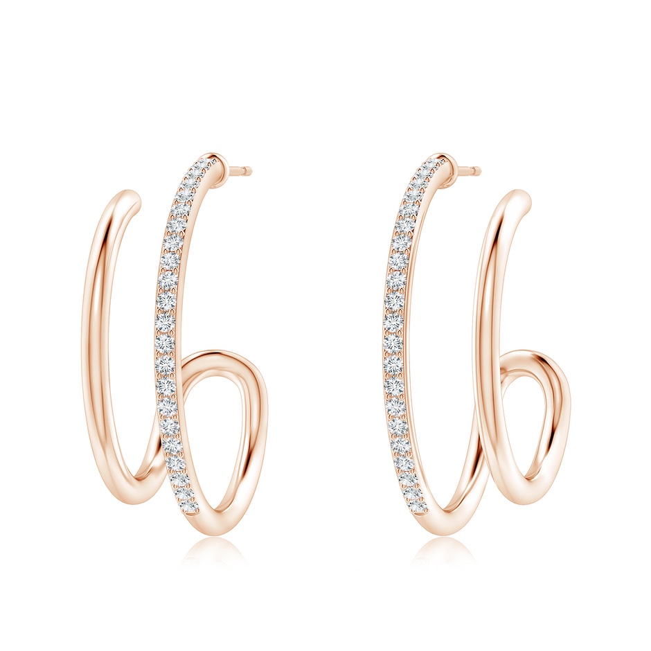 1.35mm GVS2 Diamond Twin Layer Hoop Earrings in Rose Gold 