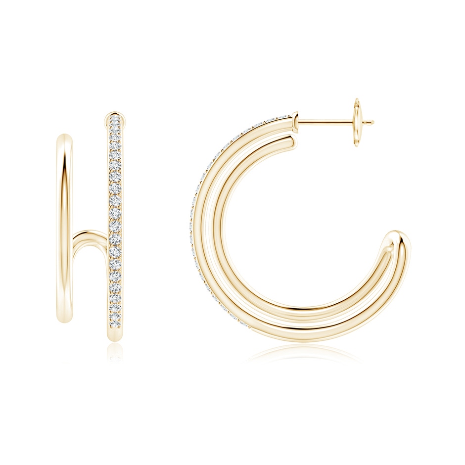 1.35mm GVS2 Diamond Twin Layer Hoop Earrings in Yellow Gold side 199