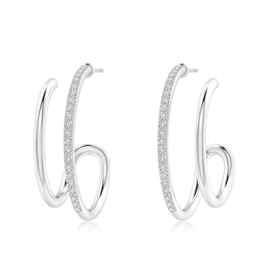 1.35mm HSI2 Diamond Twin Layer Hoop Earrings in White Gold 