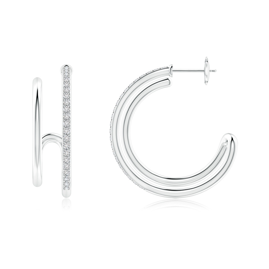 1.35mm HSI2 Diamond Twin Layer Hoop Earrings in White Gold side 199