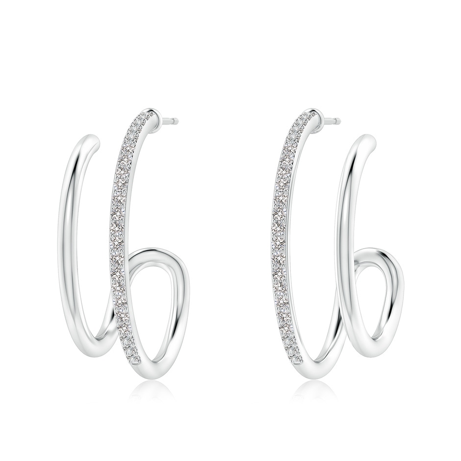 1.35mm IJI1I2 Diamond Twin Layer Hoop Earrings in White Gold 