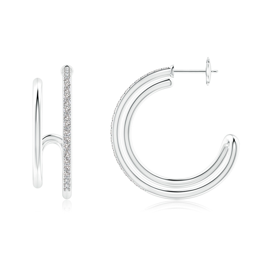 1.35mm IJI1I2 Diamond Twin Layer Hoop Earrings in White Gold side 199