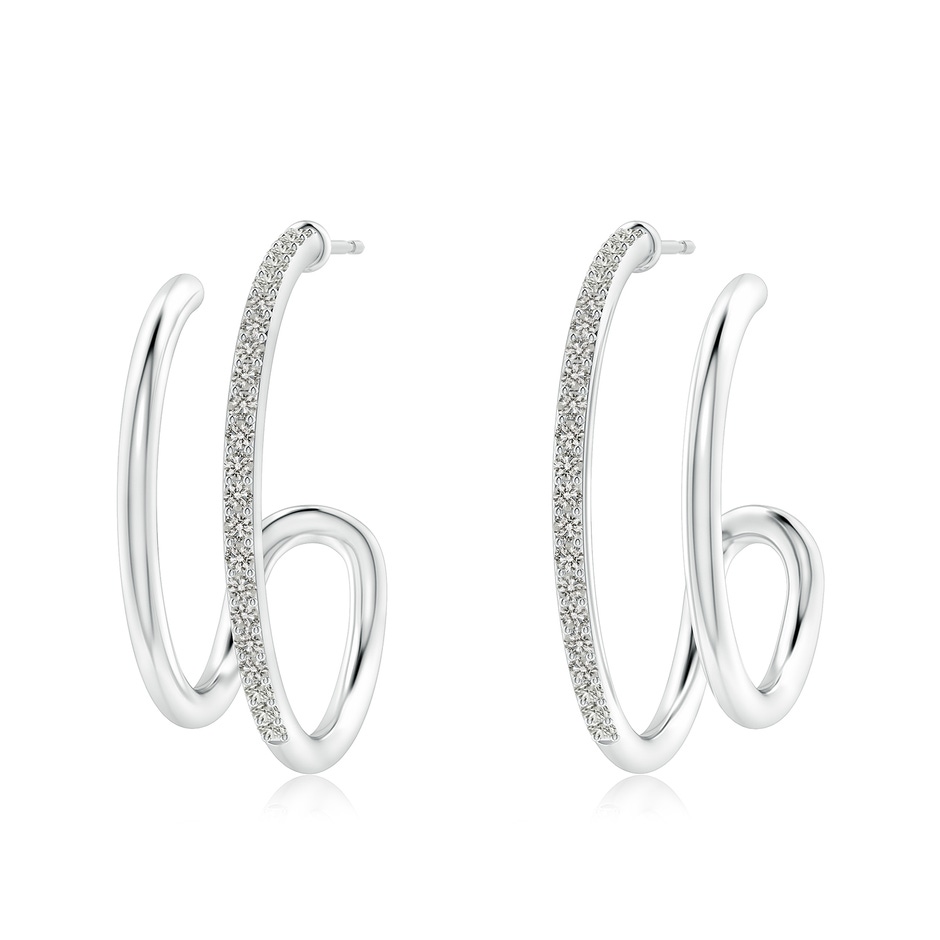 1.35mm KI3 Diamond Twin Layer Hoop Earrings in White Gold 
