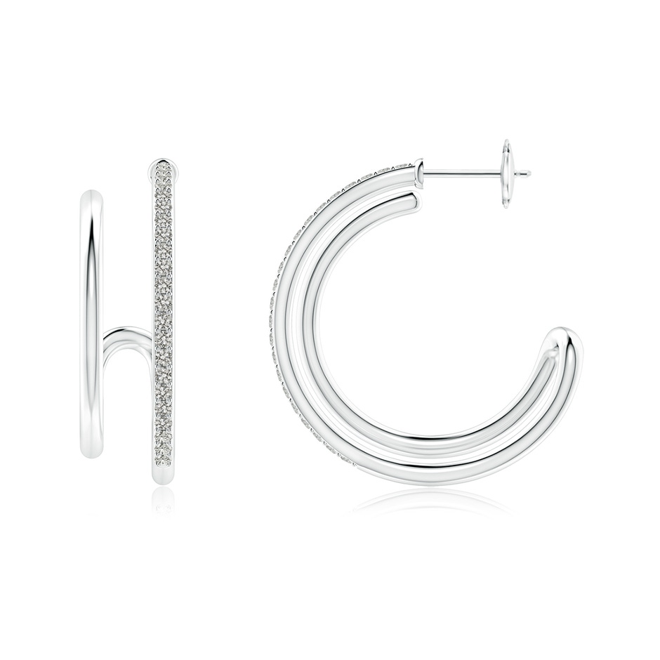 1.35mm KI3 Diamond Twin Layer Hoop Earrings in White Gold side 199