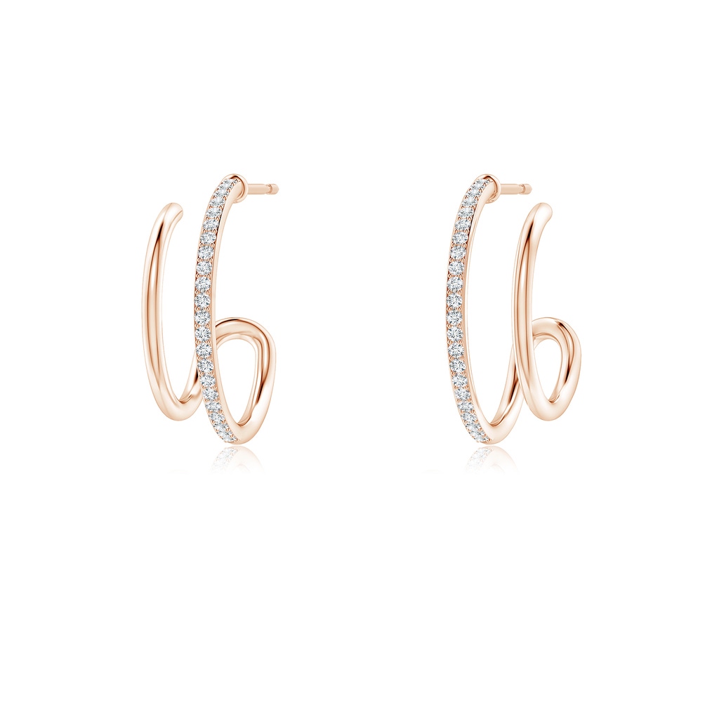 1mm GVS2 Diamond Twin Layer Hoop Earrings in Rose Gold