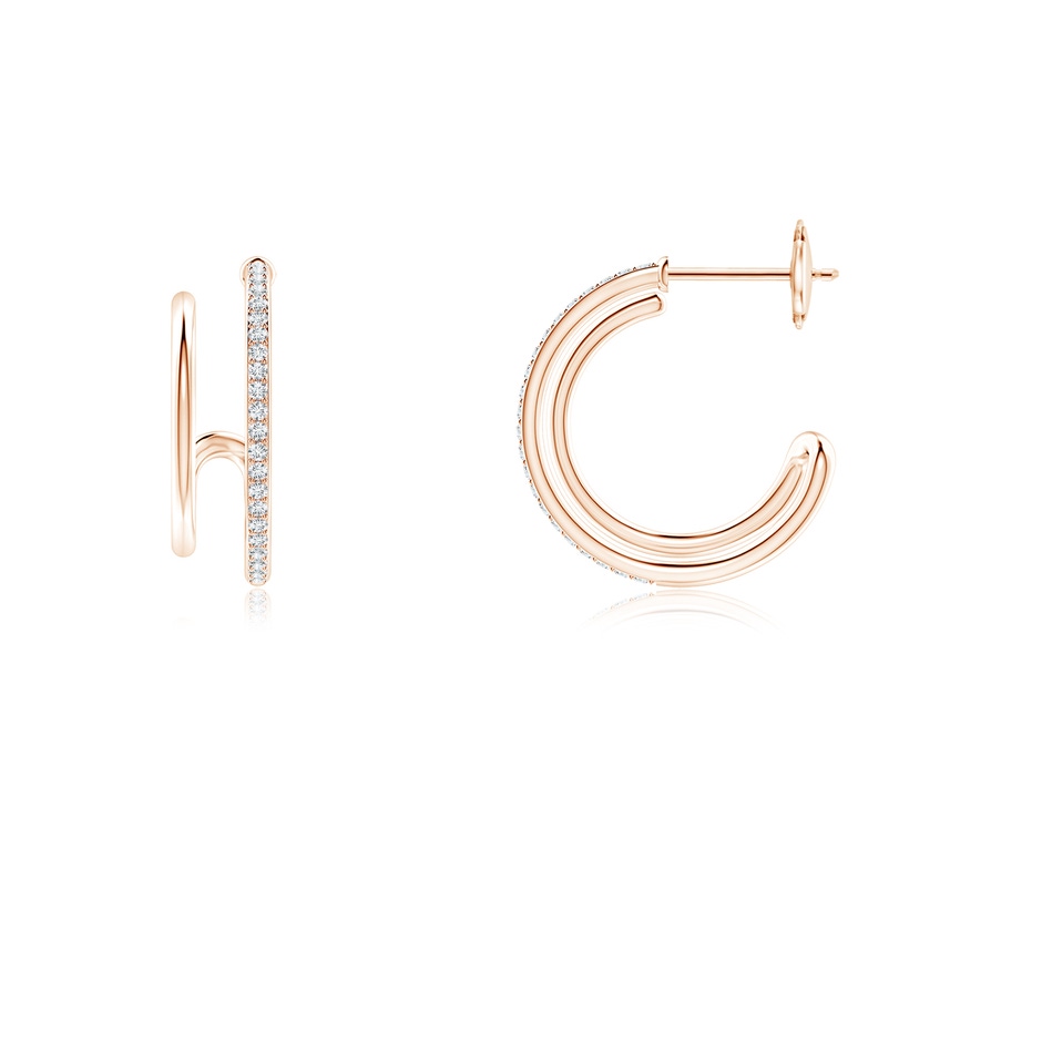 1mm GVS2 Diamond Twin Layer Hoop Earrings in Rose Gold side 199