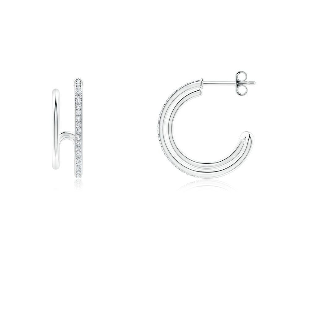 1mm GVS2 Diamond Twin Layer Hoop Earrings in S999 Silver Side 199