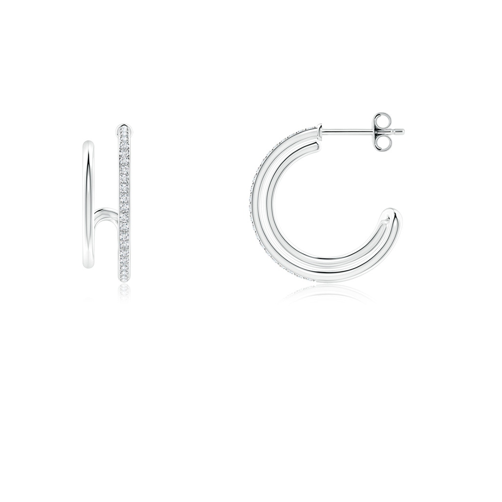 1mm GVS2 Diamond Twin Layer Hoop Earrings in S999 Silver - side 199