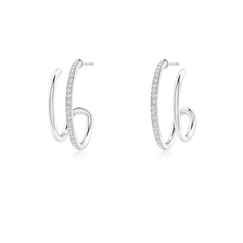 1mm GVS2 Diamond Twin Layer Hoop Earrings in White Gold