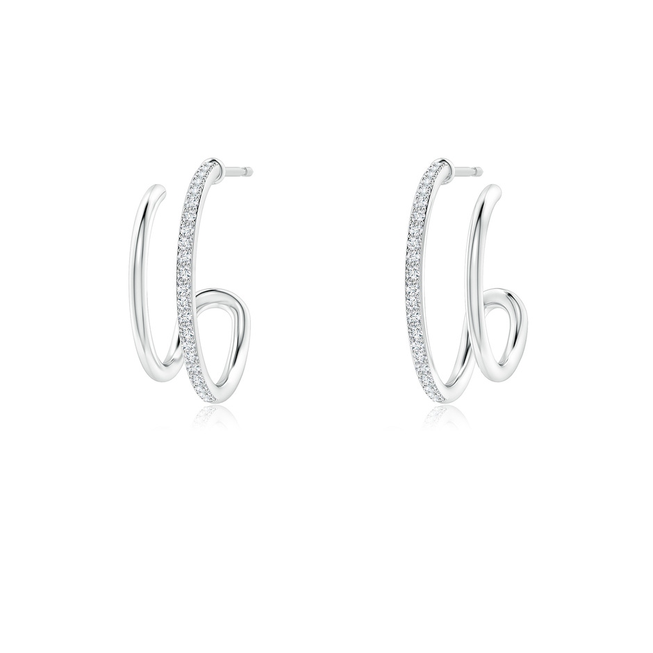 1mm GVS2 Diamond Twin Layer Hoop Earrings in White Gold 