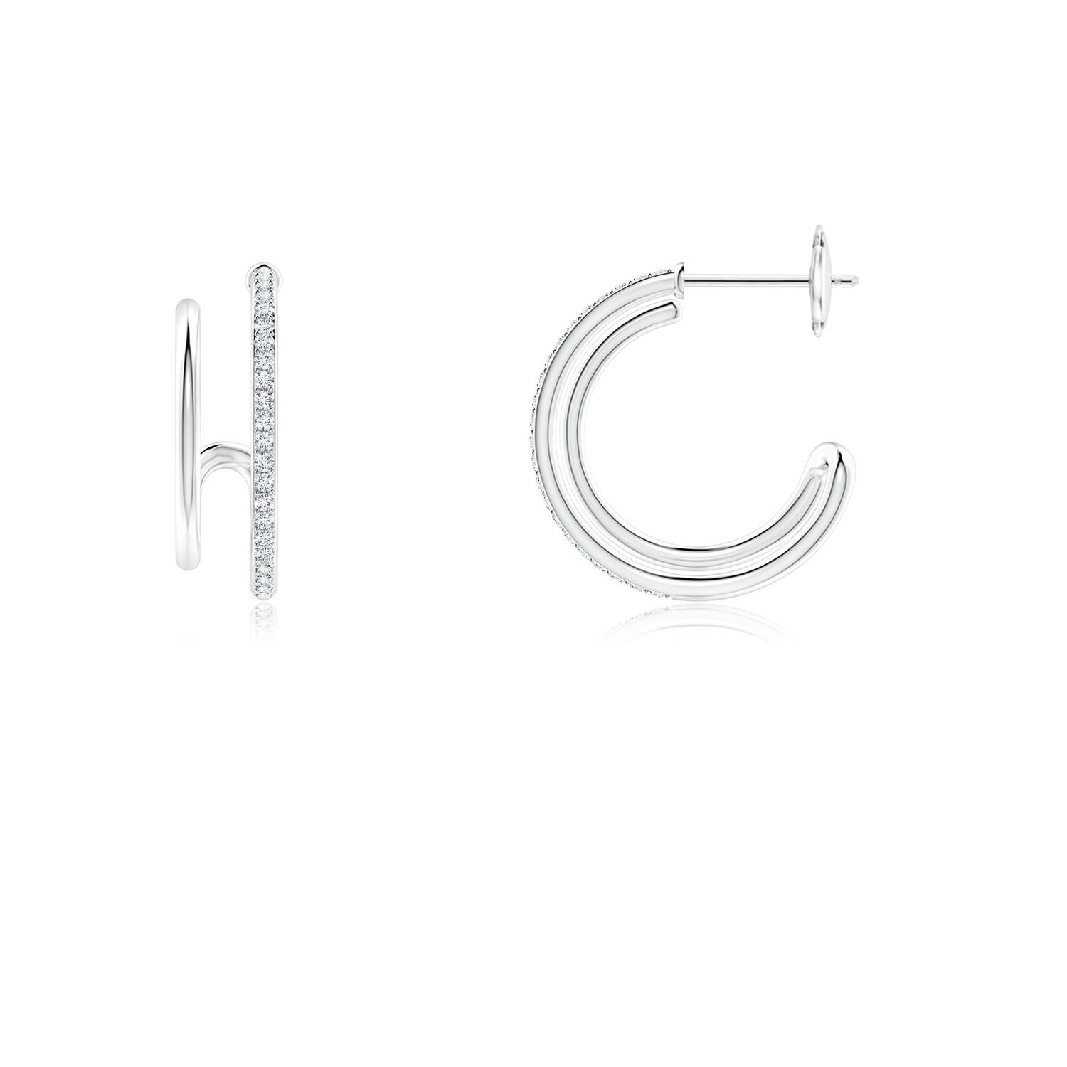 1mm GVS2 Diamond Twin Layer Hoop Earrings in White Gold - side 2