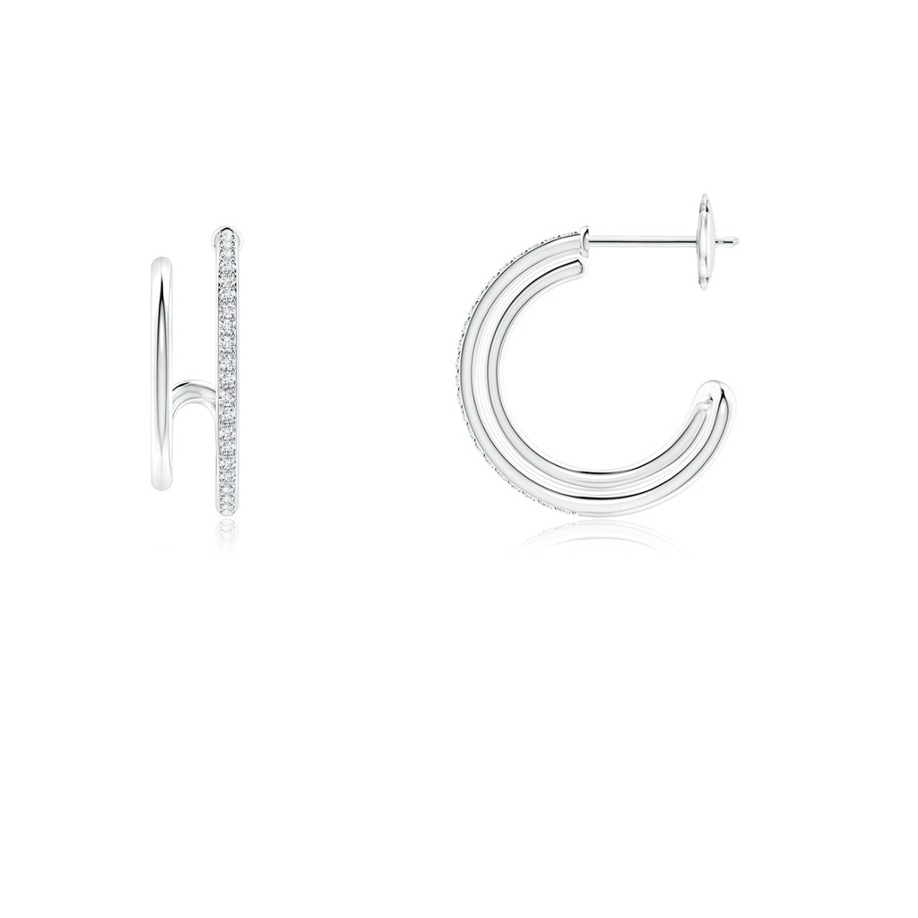 1mm GVS2 Diamond Twin Layer Hoop Earrings in White Gold - side 199