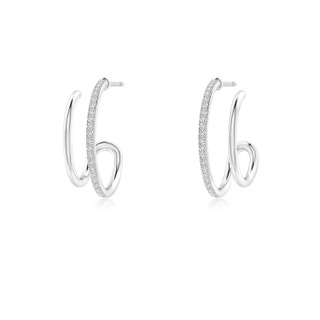 1mm HSI2 Diamond Twin Layer Hoop Earrings in S999 Silver