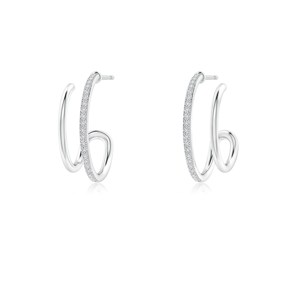 1mm HSI2 Diamond Twin Layer Hoop Earrings in White Gold 