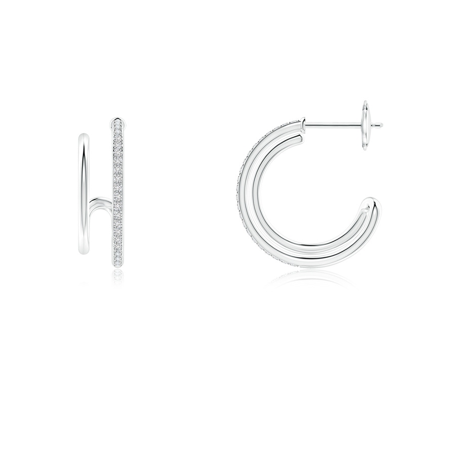 1mm HSI2 Diamond Twin Layer Hoop Earrings in White Gold side 199